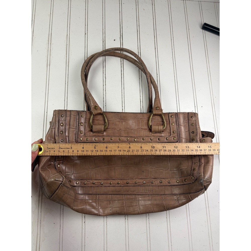 Nine West Vintage Y2K Taupe Croc Embossed Studded Shoulder Bag - Picture 9 of 12